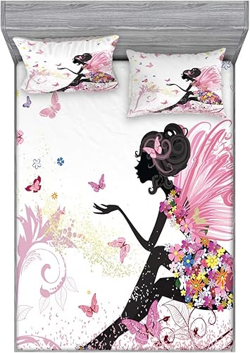 Miniatura 154 de Ambesonne Juego de sábanas bajeras y fundas de almohada, dibujos de aviones antiguos, vuelos clásicos con fechas, estilo vintage, diseño nostálgico,