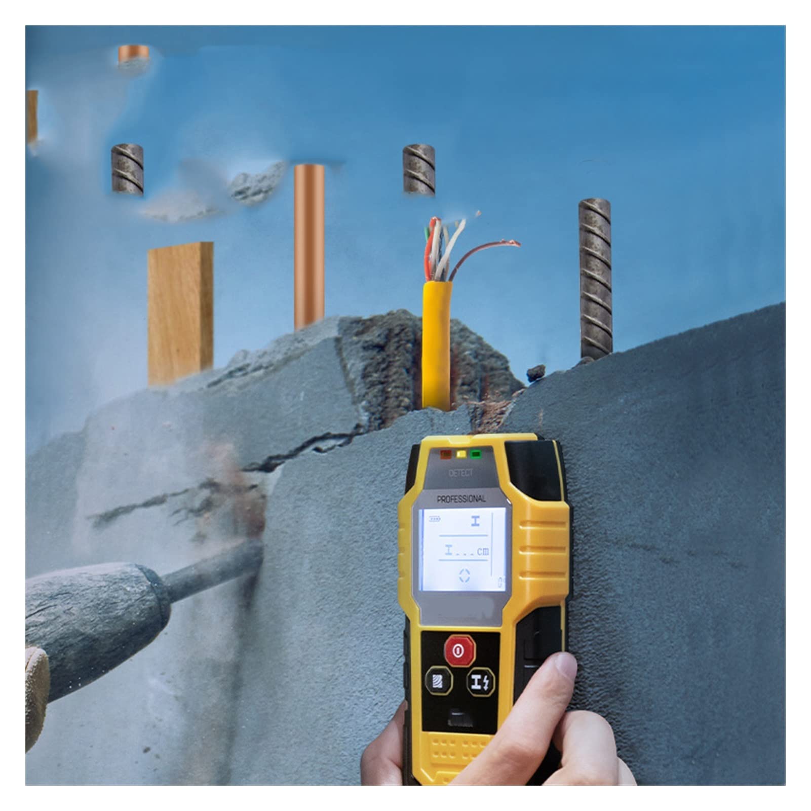 Handheld metaaldetector voor hout, metaal en AC-draden met