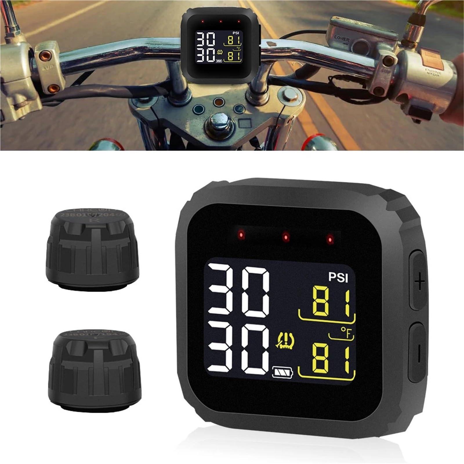 Allarme per Auto di Sensori Monitoraggio della Pressione dei Pneumatici per Moto Tempo Reale della Pressione della | Sistema Sensori esterni Display LCD impermeabile Moto Real Time TPMS