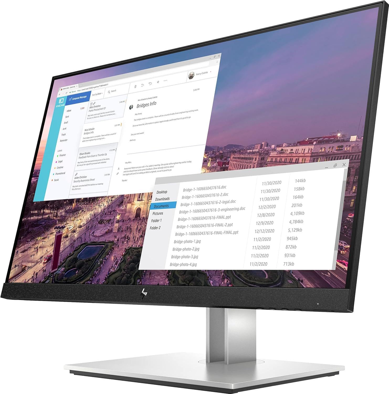 HP E23 G4 FHD Monitor, Schermo da 23 Pollici Full HD, Risoluzione 1920 x1080 Pixel a 60 Hz, Micro-Edge, Antiriflesso, Tempo di Risposta 5 ms, HDMI 1.4 e VGA, 4 Porte USB-A, 1 DisplayPort, Nero