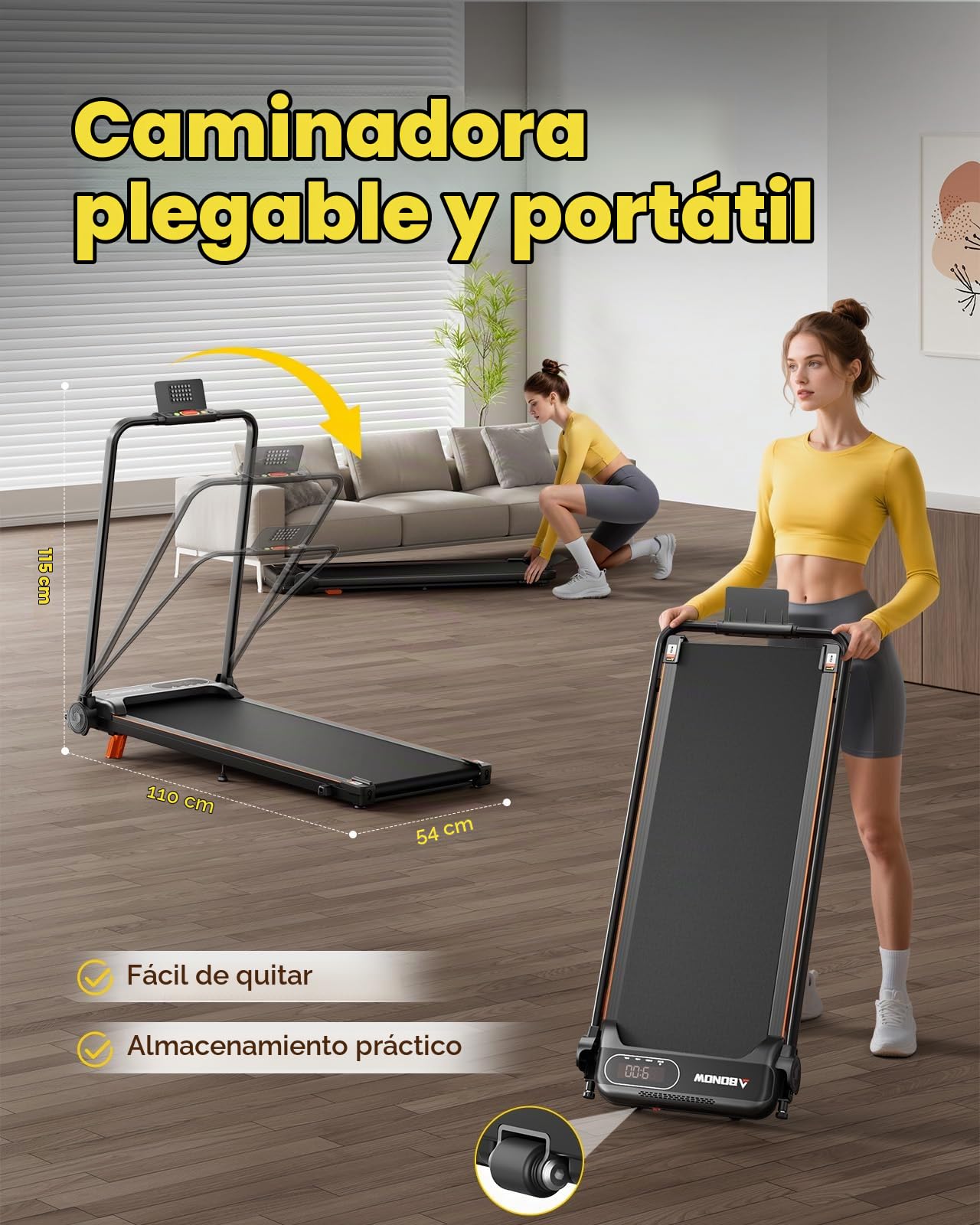 Abonow Cinta de Caminar con Inclinación Manual del 8%, Pequeña Cinta de Correr para Casa, Cinta de Andar Debajo del Escritorio para Oficina, Motor 3.0HP 1-10km/h, Plegable, Sin Montaje, Máx.100kg