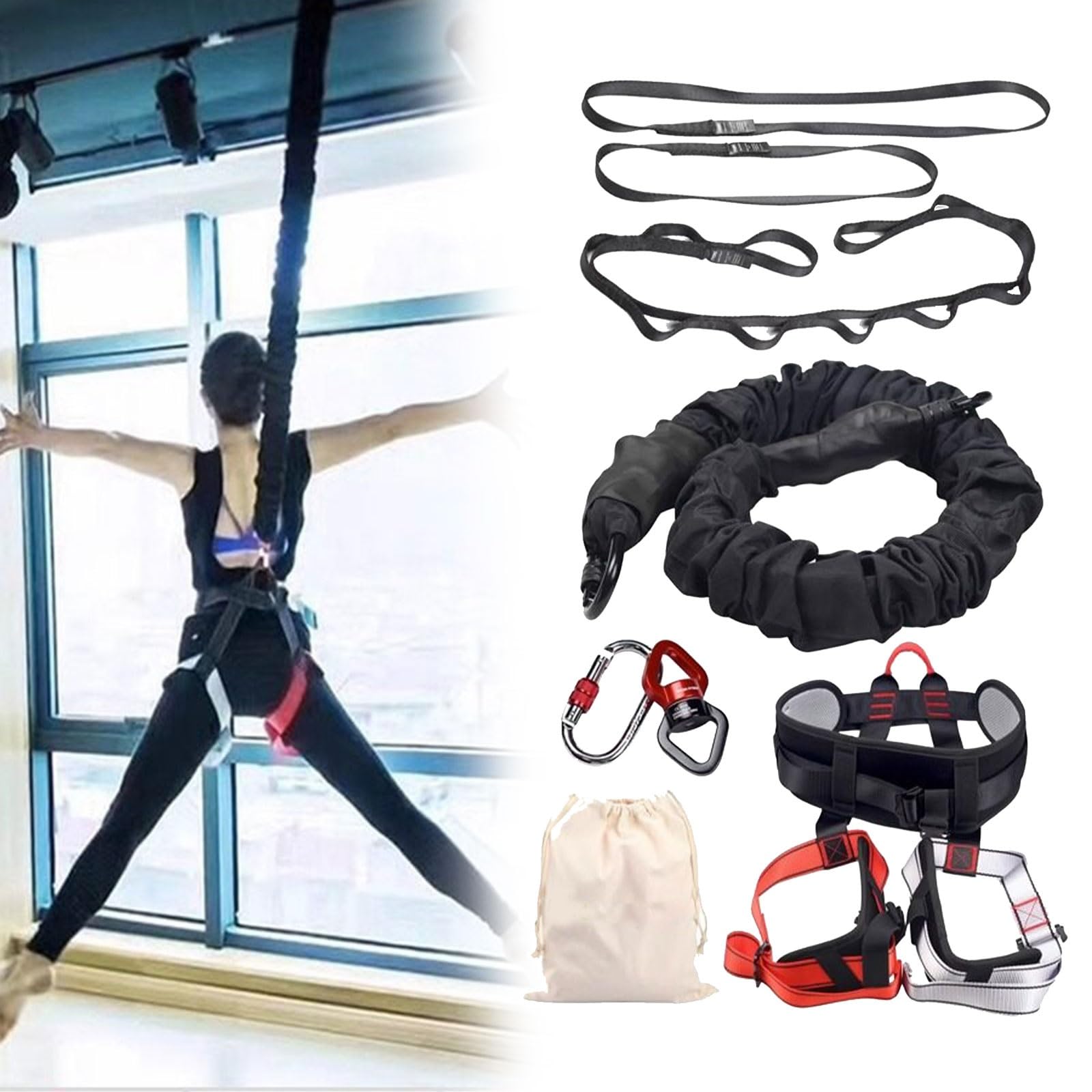 Bandes de résistance pour entraînement, corde élastique pour salle de sport à domicile, yoga, danse aérienne et entraînement à suspension