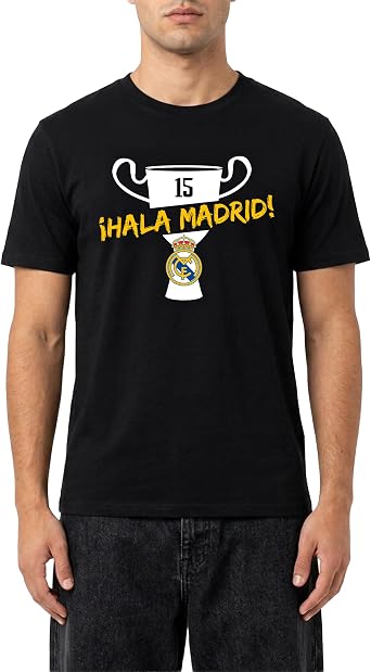 Icon Sports Officially Licesned Real Madrid Adult Soccer Cotton T-Shirt | 15 Cups, Black, Medium