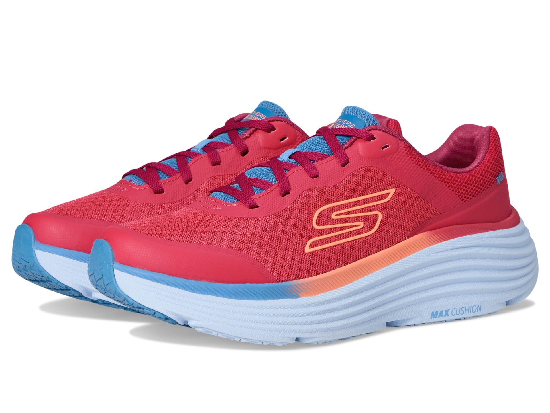Skechers Women's Max Cushioning Endeavour Canova Sneaker, Red/Multi, 4.5 UK
