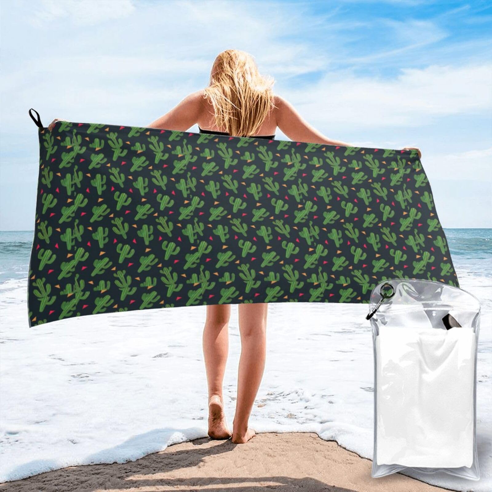 AYYQWE Cactus Art Print Lightweight Towel For Men Women Travel Beach Camping Hiking Yoga Swimming Sports