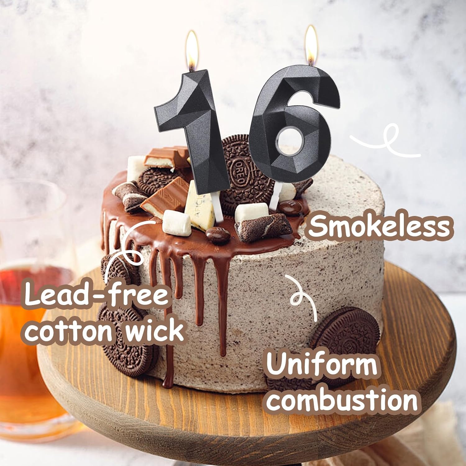 Number 8 Candles,8th Birthday Candles, Black Happy Birthday Candle for Cake,3D Design Cake Topper Decorations for Boy Man Pet Birthday Party Wedding Anniversary Celebration Supplies (Black, 8) image 2