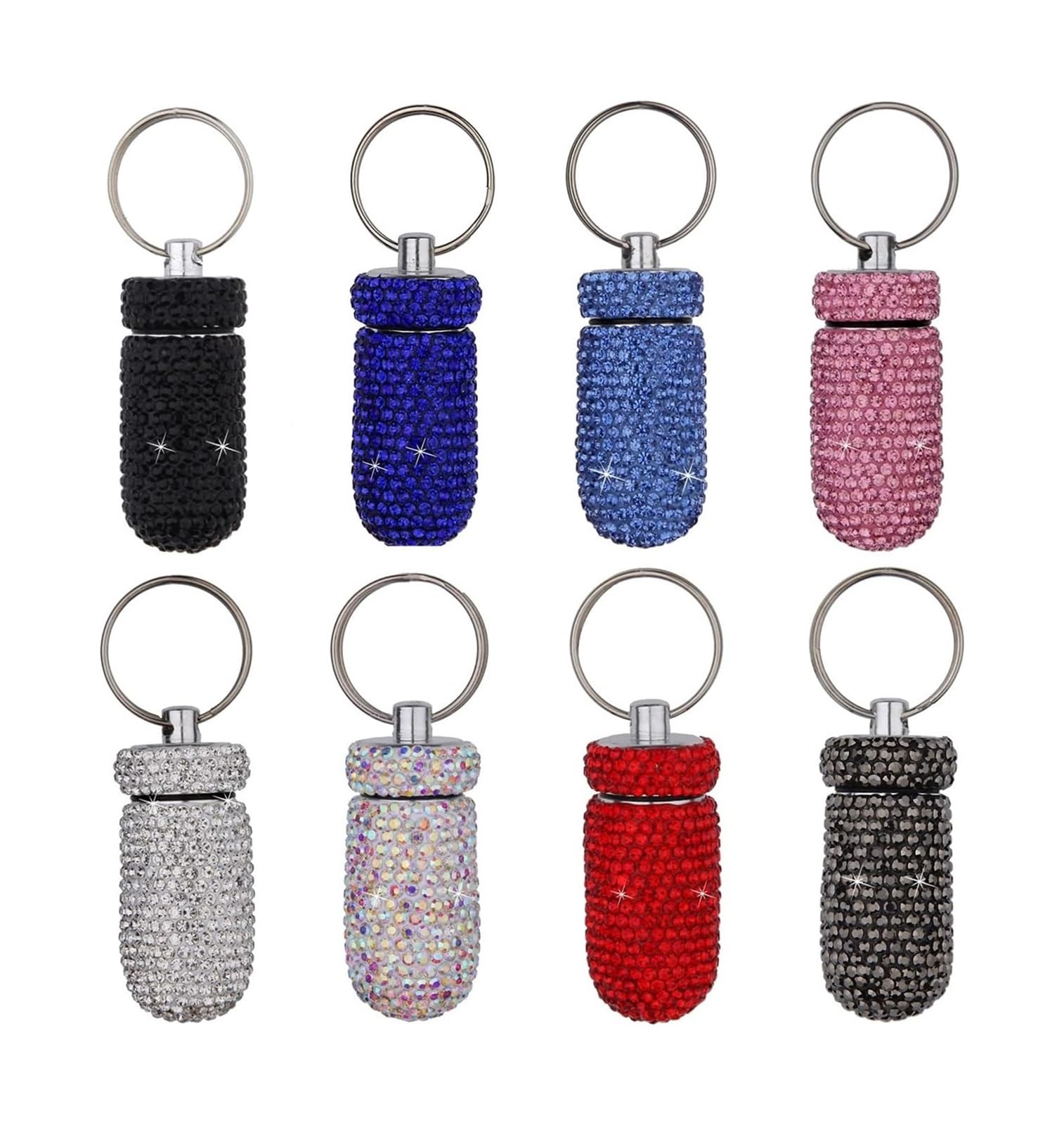 Llavero con estuche for pastillas, pastillero de aleación de aluminio, organizador portátil for tabletas de vitaminas y medicinas, pastillero colgante EDC de metal sin BPA (Size : 8 pcs)