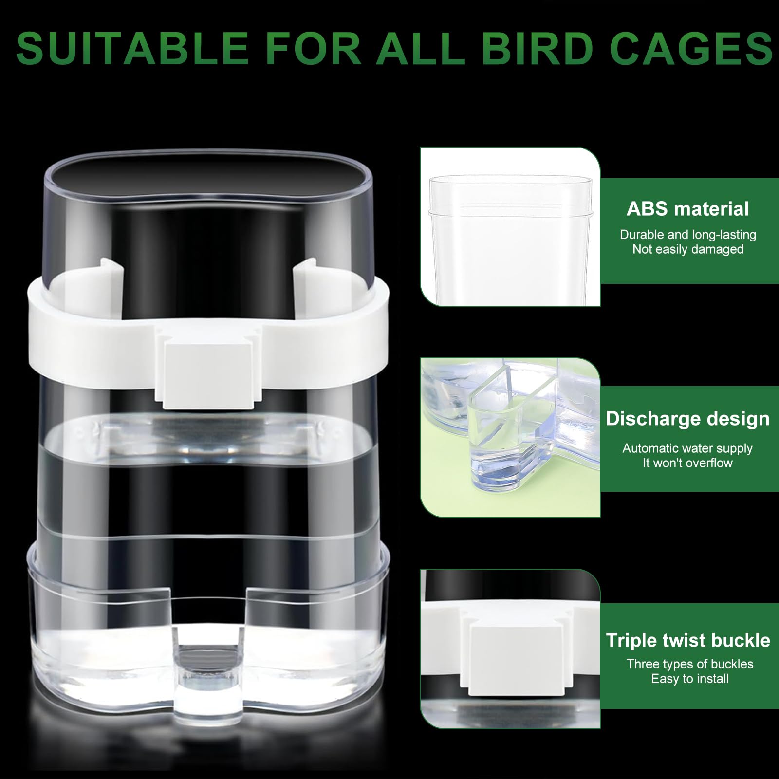 Mangiatoia Automatica Per Uccelli - 2 Pezzi Con Dispenser Cibo/Acqua Per Pappagalli