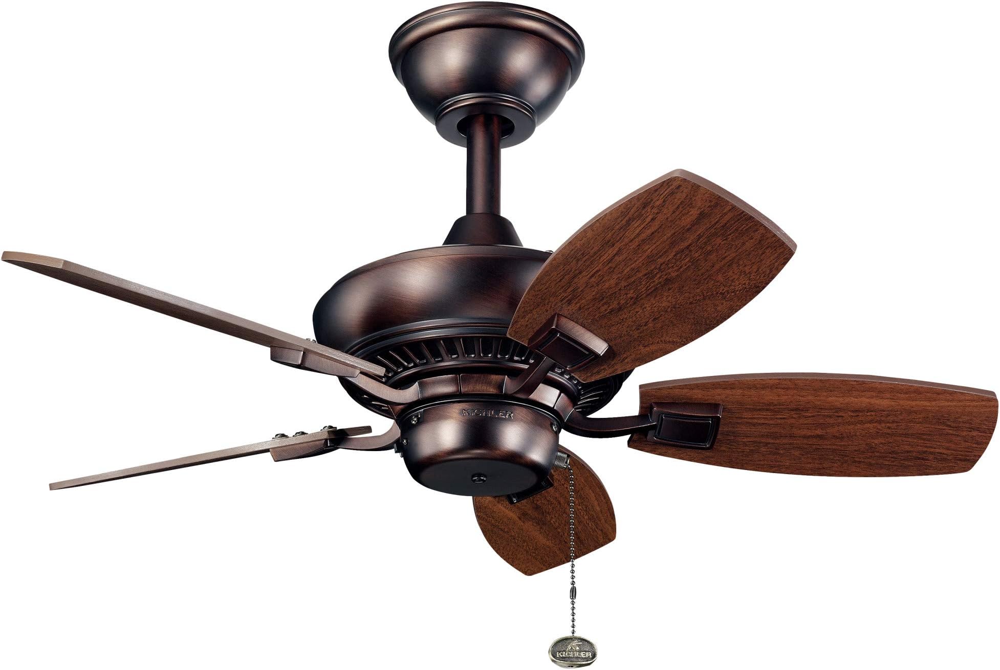 Kichler Lighting 300103OBB Canfield - Ceiling Fan - with Traditional inspirations - 15 inches tall by 30 inches wide, Oil Brushed Bronze Finish with Cherry/Walnut Blade Finish
