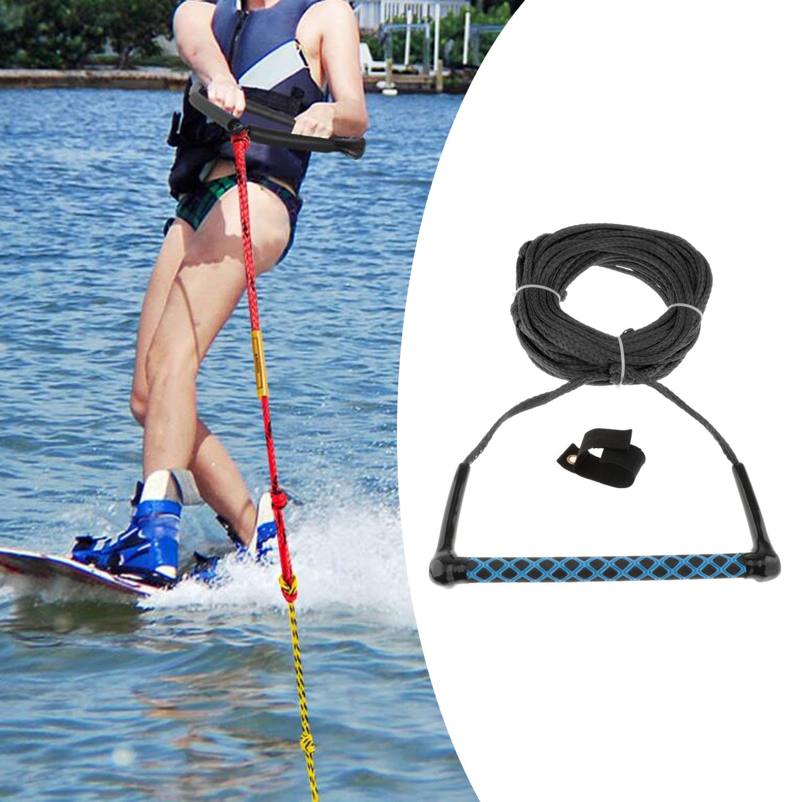 Corda Da Nautico per Traino Barca Wakeboard Surf Materiale PP Durevole E Leggero Impugnatura Ergonomica Antiscivolo Adatta a Sport D'Acqua