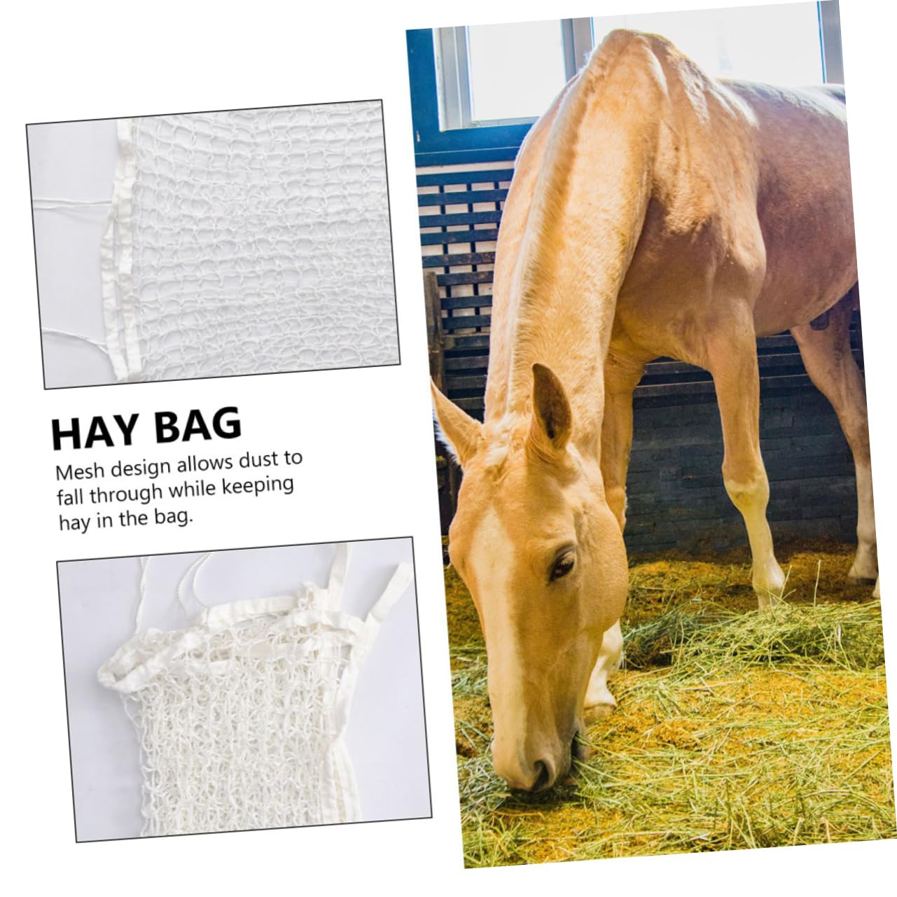 Mipcase Bolsa de Heno para Caballos de Malla Resistente Capacidad 4kg Comedero Lento