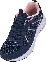 Tênis feminino de caminhada com suporte de arco ortopédico atlético para alívio da dor nos pés, Z--azul rosa, 40