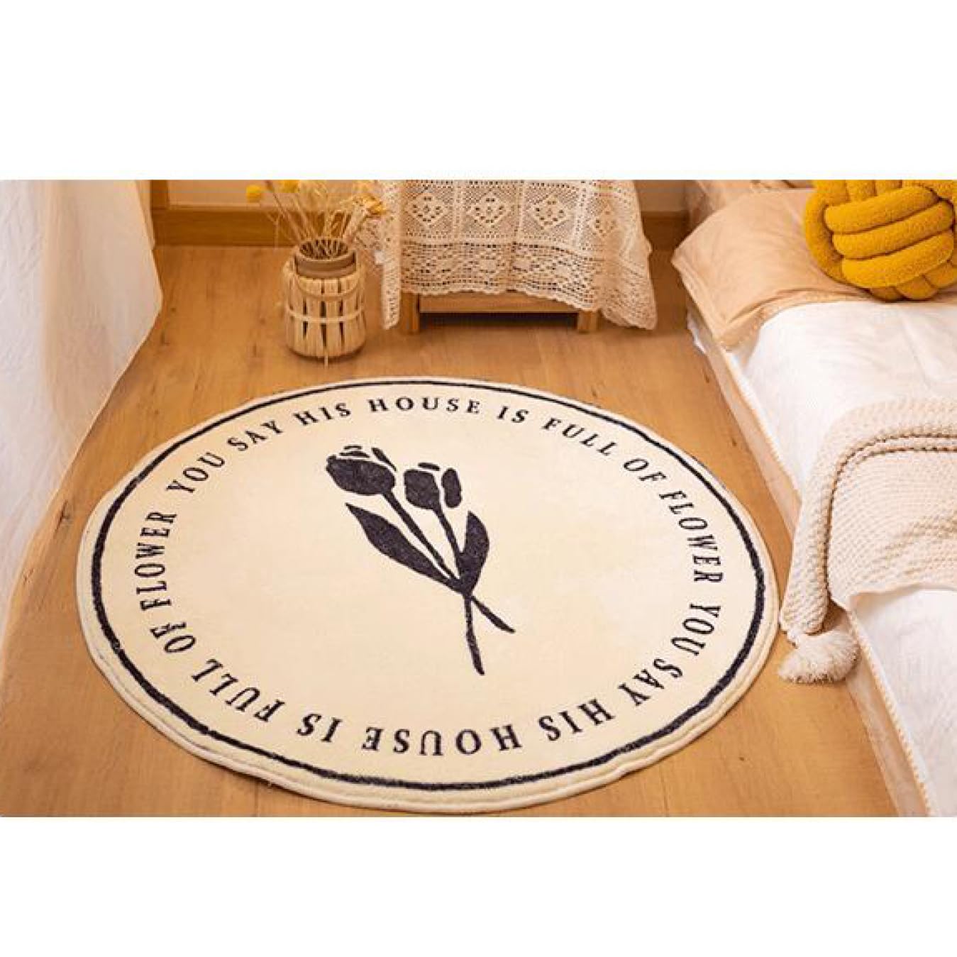 Amazon｜[XLOYP] ラウンドマット フラワー 60cm 床暖房対応 円形ラグ
