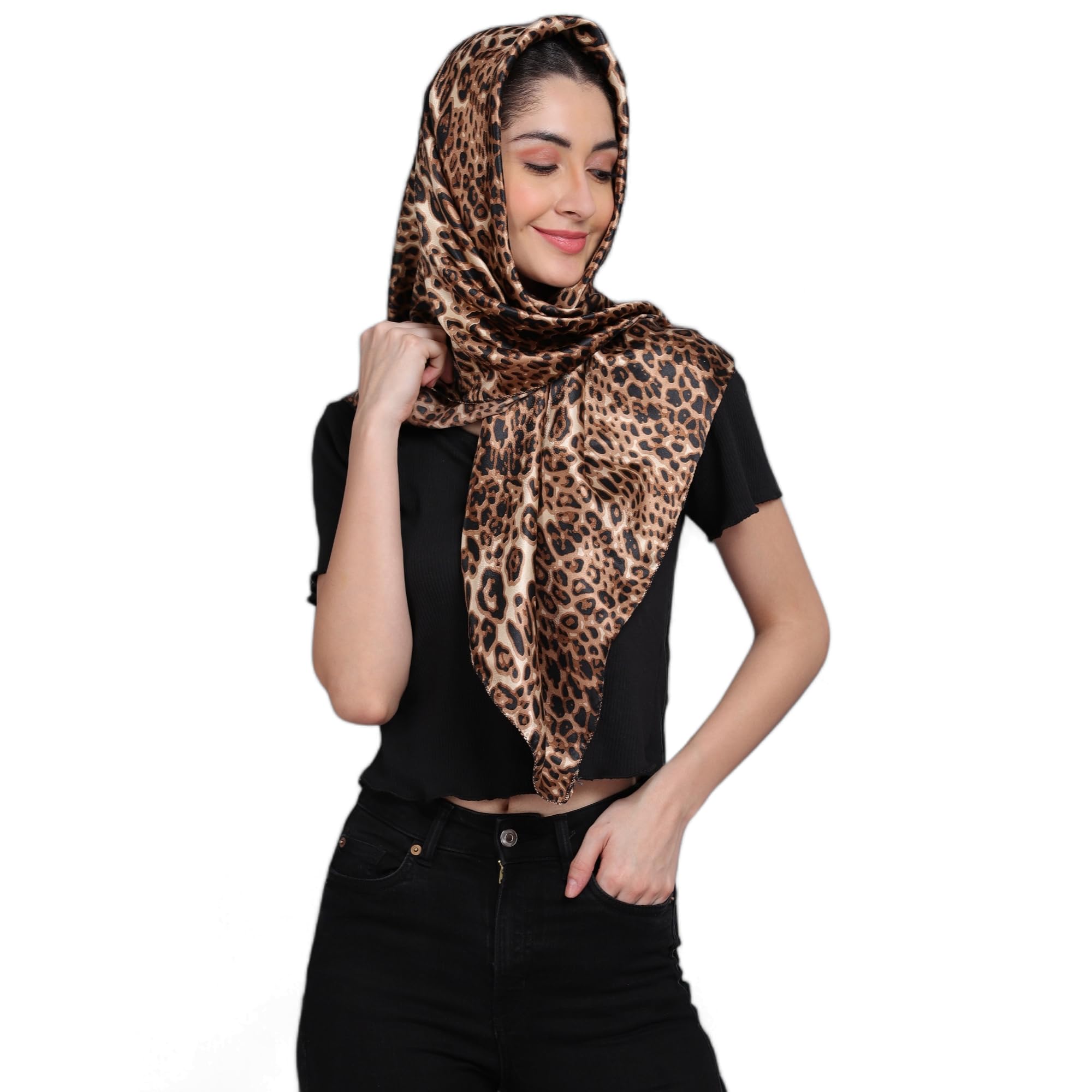 Satin Silky Elegant Women Digital Print Scarf-image-43