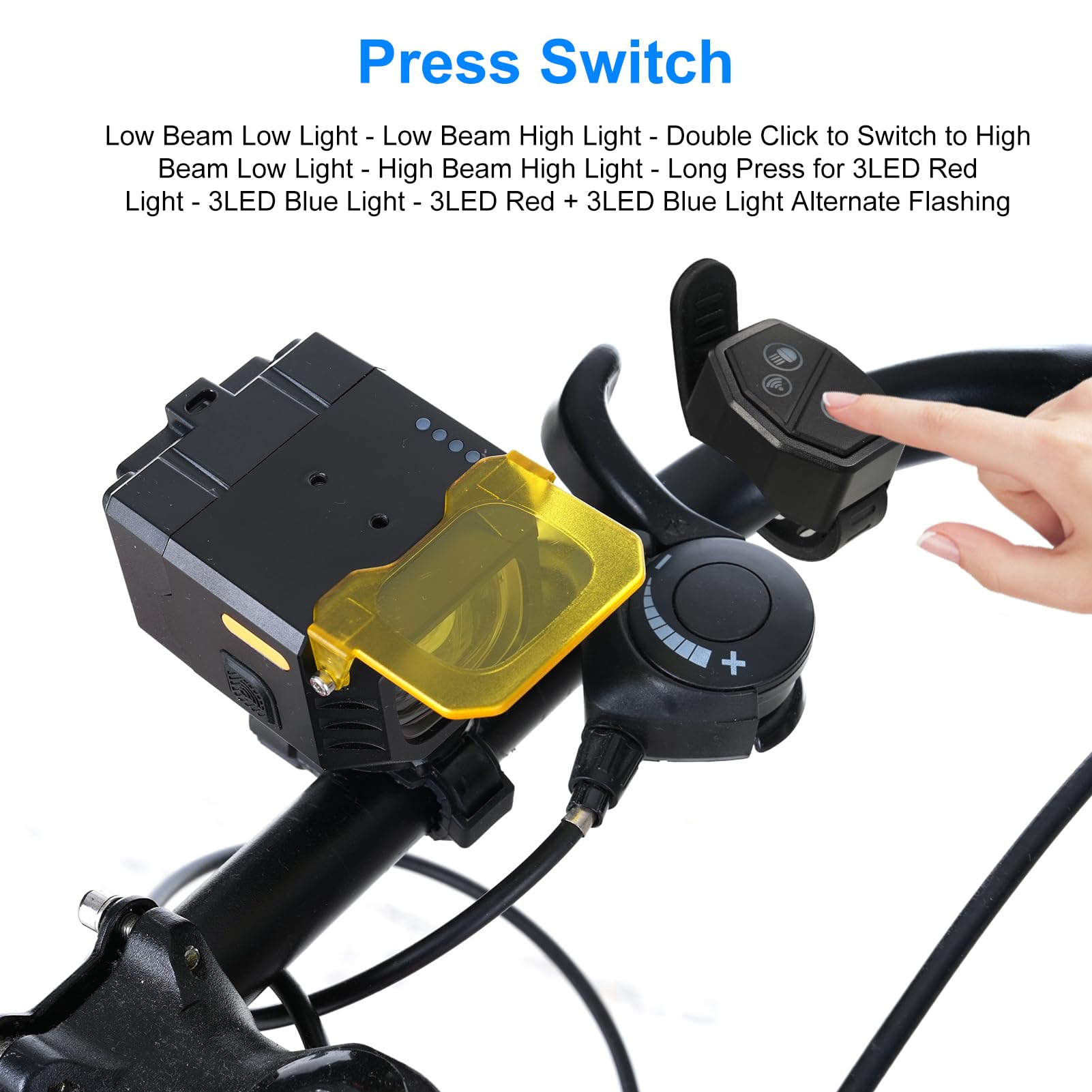Domary Set di Luci per Bici Super Luminose Ricaricabili con Telecomando per la Guida Notturna - 7+6 modalità Impermeabili