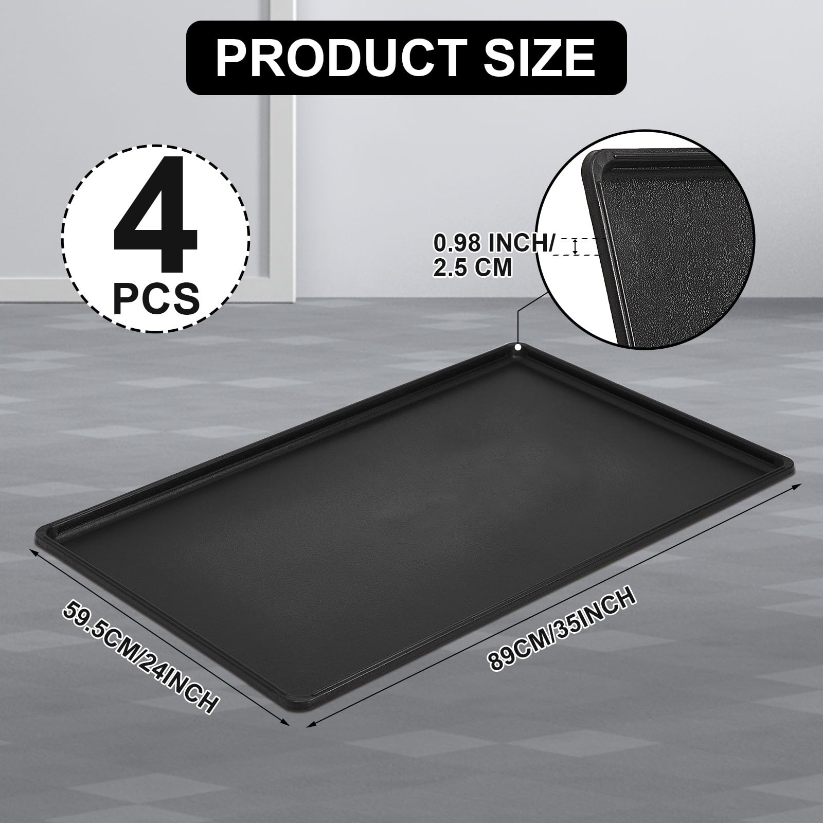 Datanly 4 Pcs 35 x 24 Inches Auto Drip Tray Oil Drip Pan for Under Car Plastic Oil Tray to Keep Garage Show Room Driveway Floor Safe and Clean from Fluid Drippings