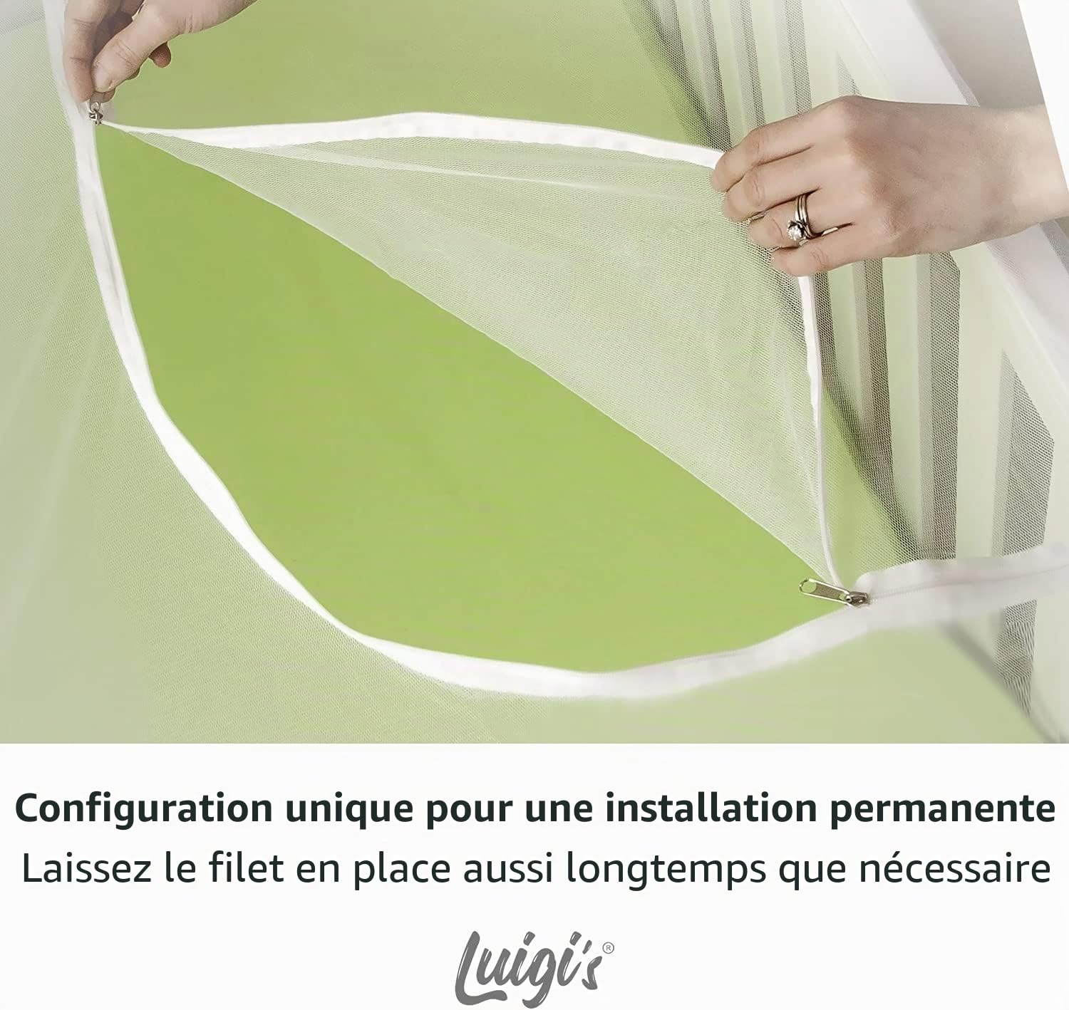 Luigi's - Moustiquaire Lit de Bébé, Berceau et Lit Parapluie avec Fermeture Eclair et Ouverture Rapide et Facile - Confortable et Universelle