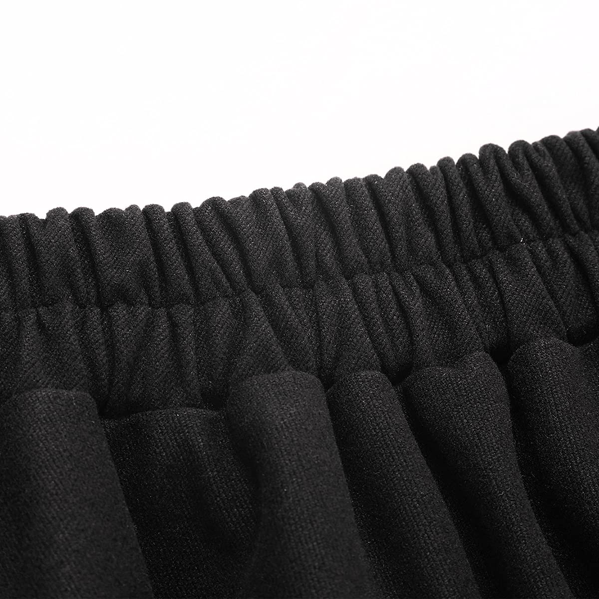 IDEALSANXUN Womens Plaid Wool Skirts Elastic Waist A-Line Pleated Tartan Long Skirts: X-Small Long Pure Black