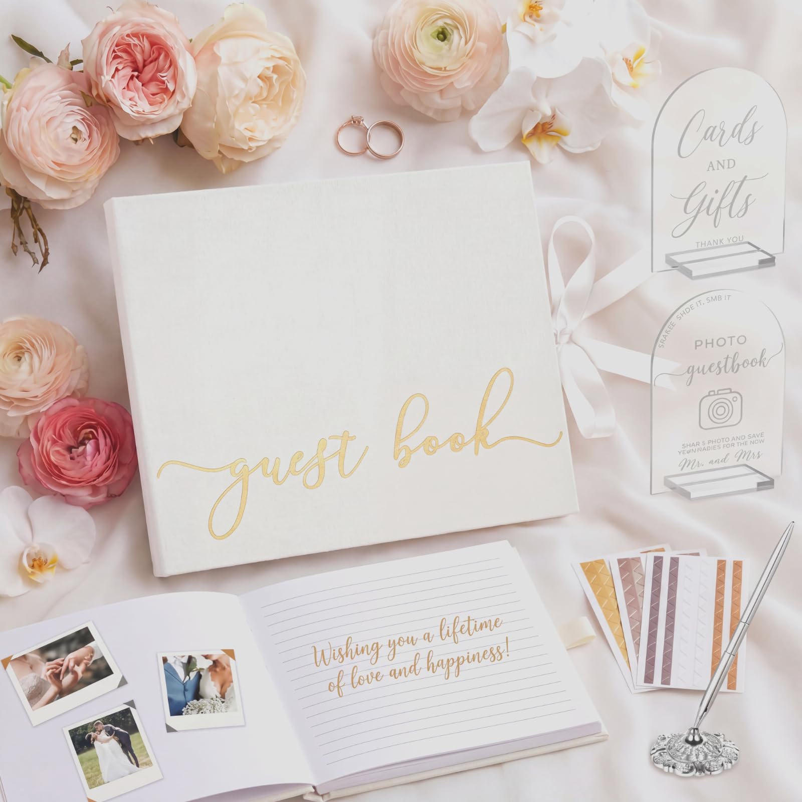 Libro de visitas de boda elegante para la mesa de firmas de tus sueños