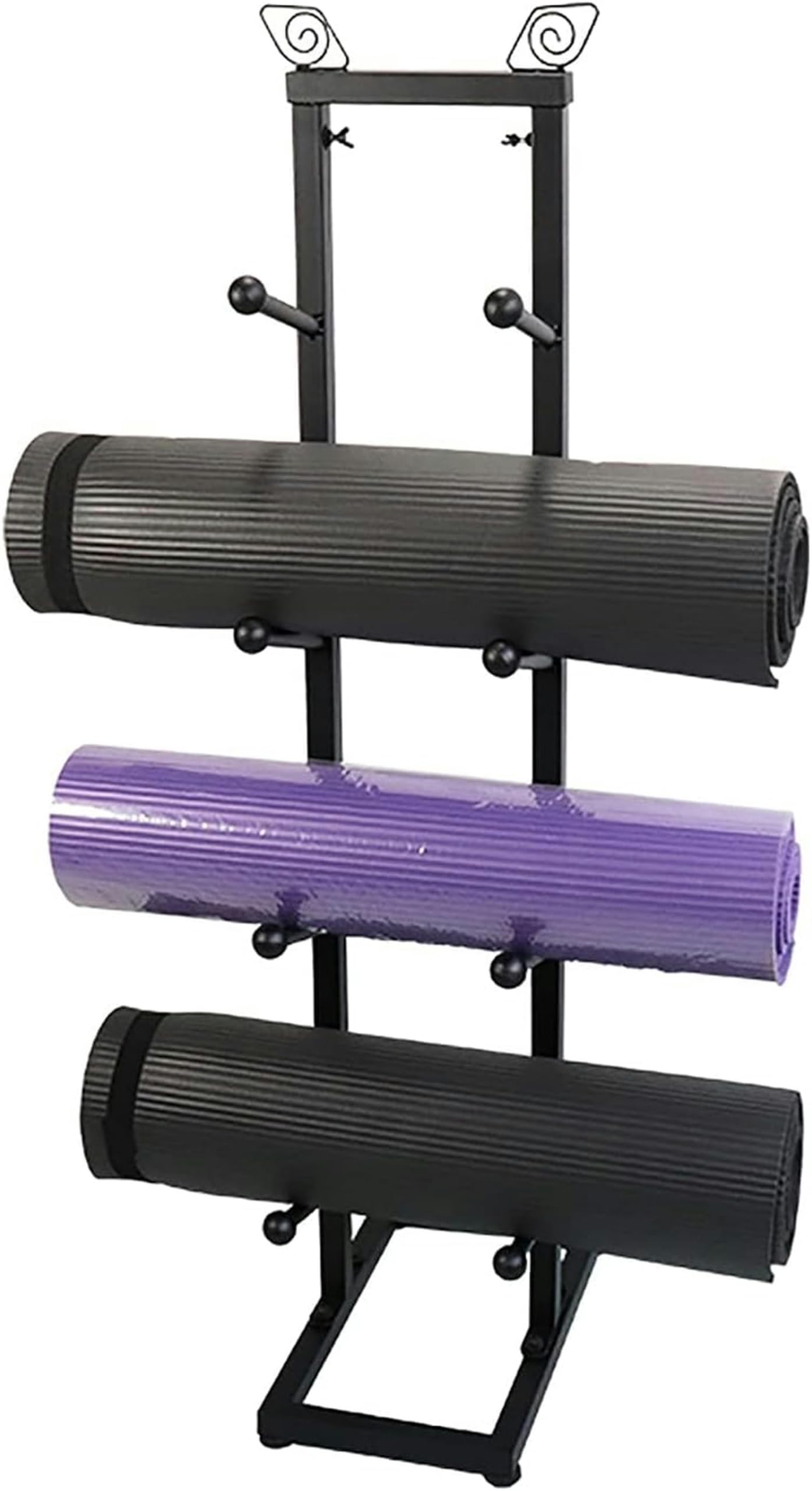 Support tapis de yoga au sol pour votre studio maison : rangement 4 niveaux fitness et gym