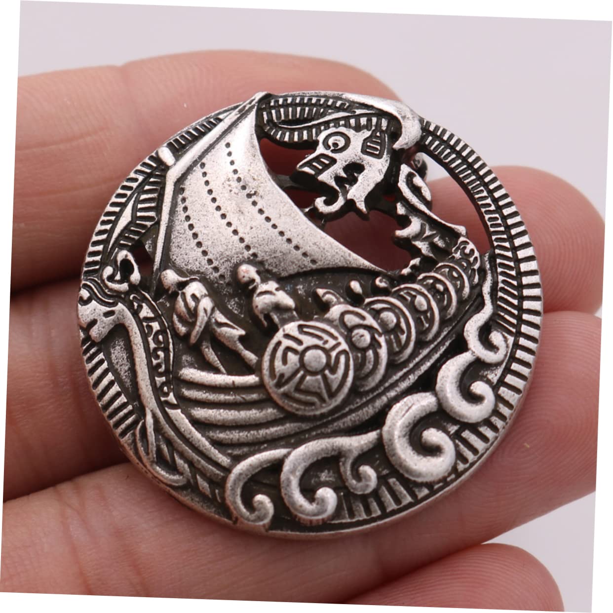 Wikingerschiff Brosche Kleidung Brosche Boot Anstecknadel mittelalterliche Verschlussnadel Damenschals Schmuck -Broschenclip Zinklegierung Silver