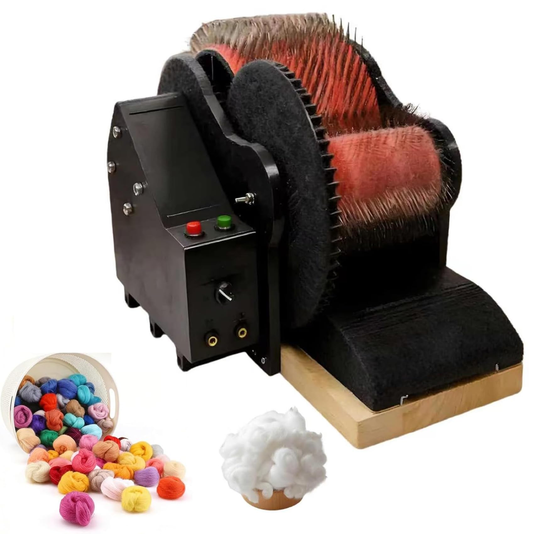 Jybnbbe As Shown Electric Wool Carding Machine Drum Carder With Adjustable Speed For Diy Felt & Spinning Projects