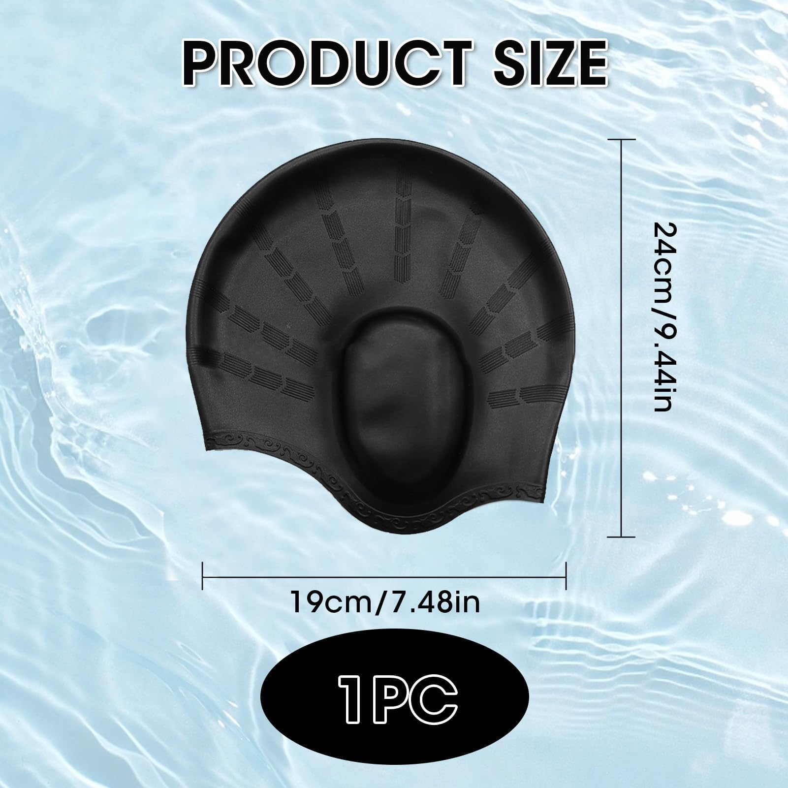 Gorro de Natación Silicona Impermeable 3D para Mujeres y Hombres Cabello Corto/Largo Adultos