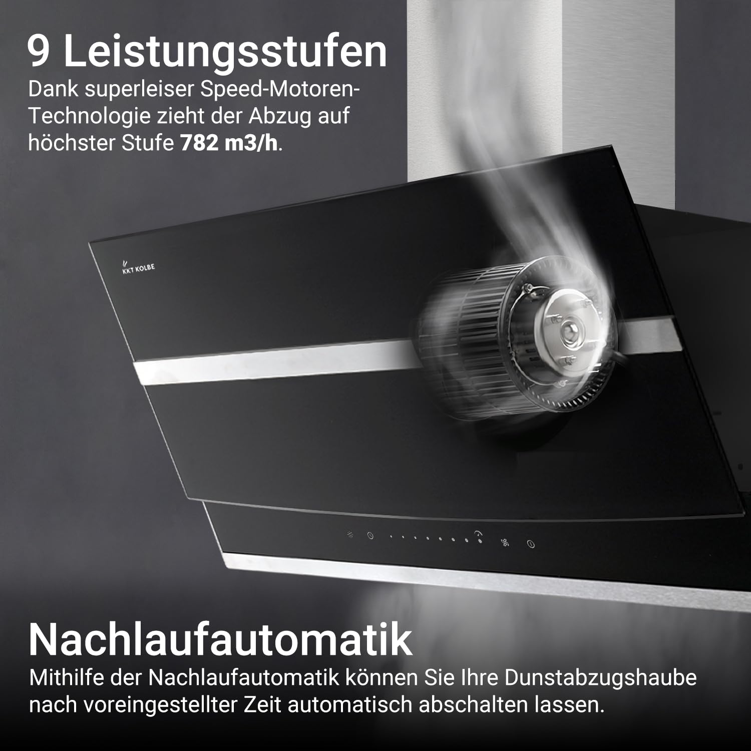 Hotte aspirante cuisine 80 cm | Hotte Murale Inclinées | acier inoxydable | verre noir | arrête automatiquement | Opération tactile | HERMES8005S