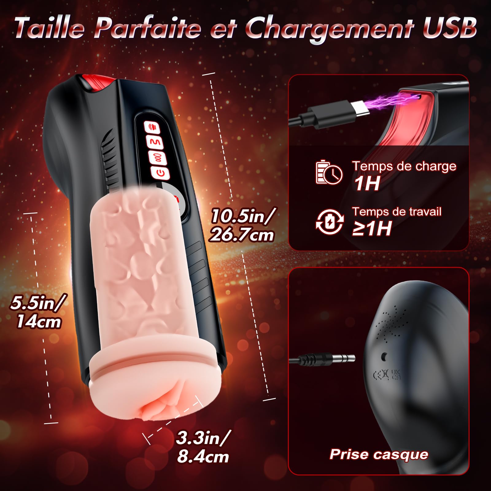 Masturbateur Homme Succion Sex Toys - Masturbateurs Masculins LED Sex Toýs Homme Réaliste, 9 Succions & Vibrations MasturbâteurHomme Mains Libres avec 6 Anneaux Péniens Jouet Adulte SextoyHomme