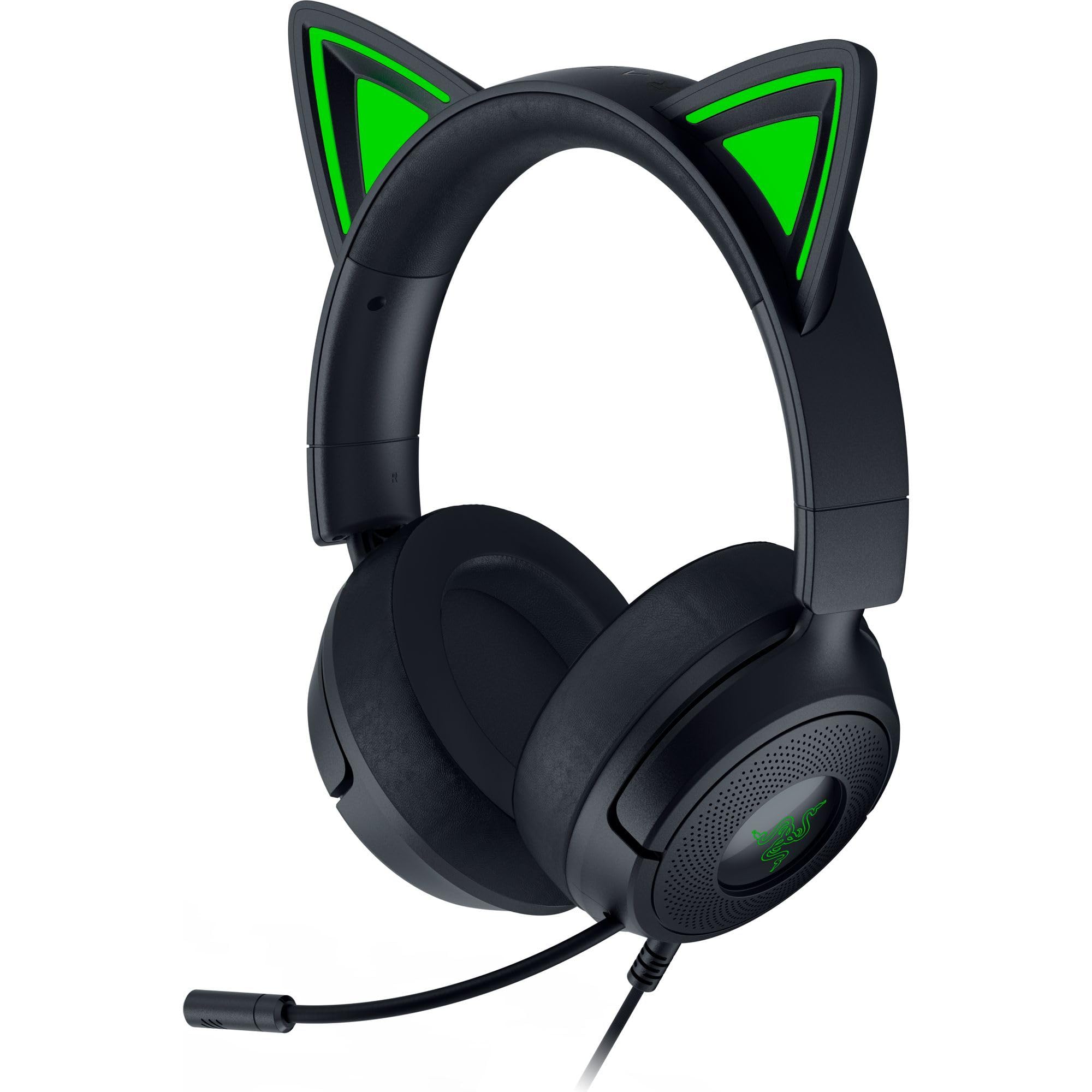 Razer Kraken Kitty V3 X - przewodowy zestaw słuchawkowy Kitty do gier - kultowe uszy Kitty - lekki, waży tylko 270g - mikrofon HyperClear Cardioid - przetworniki TriForce 40mm | Czarny