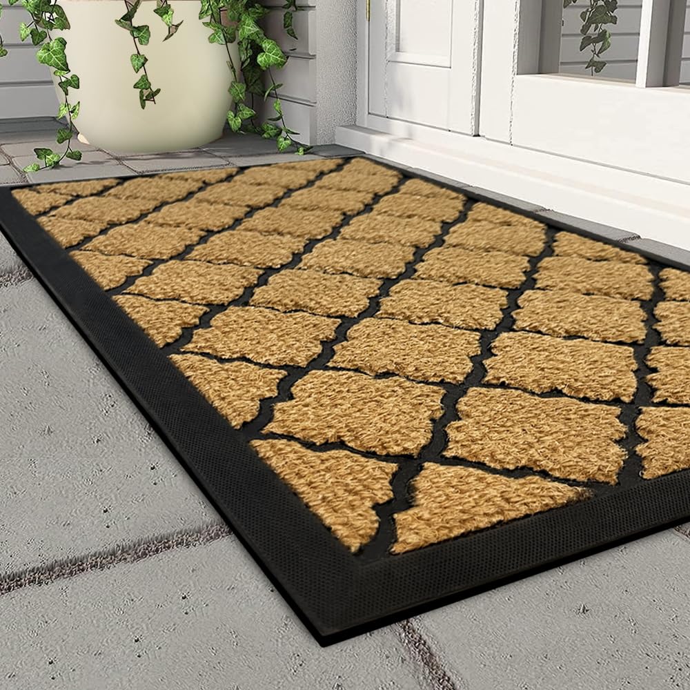 Qingbei Rina Outdoor Mats for Front Door,80x120cm Heavy Duty Front Door Mat Outside Non Slip Washable,Entrance Door Mats,Waterproof Rubber Back Door Mat โ image 1