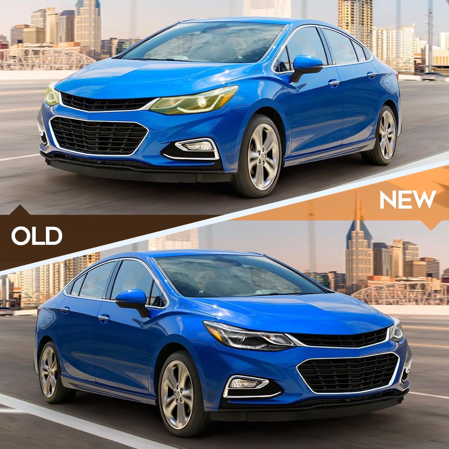 Headlight Assembly Fit with 2016-2019 for Chevy Cruze 4Door Chrome Housing and Amber Reflector Right GM2503429 42680786