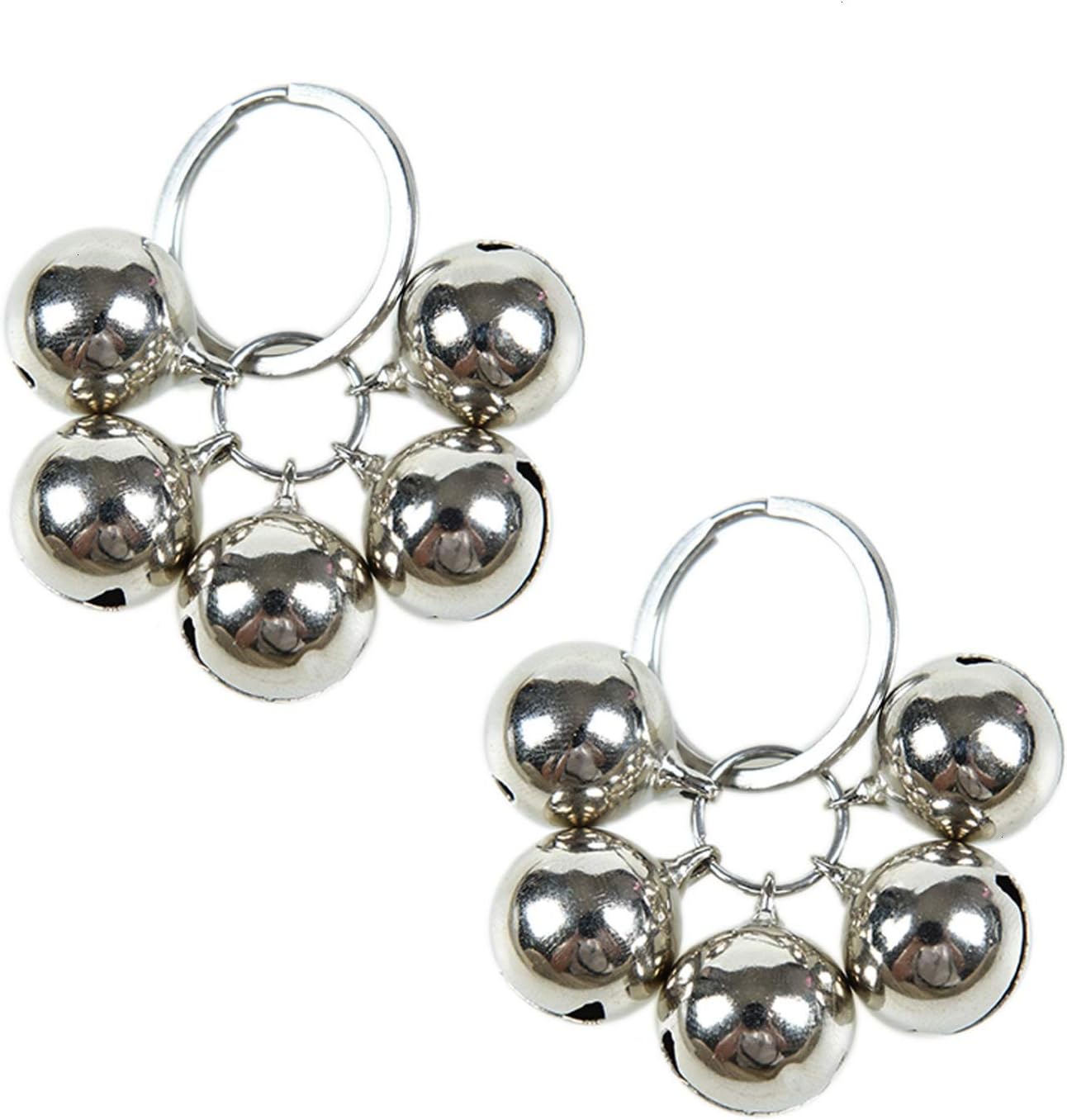 JETEHO 2 Pcs Silver Stainless Steel Dog Bells Non Rust Loud Collar Pet Training Charms Bell for Cats Dogs