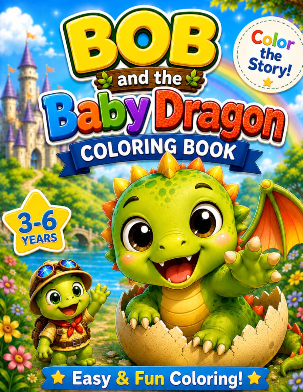 BOB and the Baby Dragon Coloring Book for Kids Ages 3-6: A Magical Coloring Adventure with BOB and Sparky! Simple and Cute Fantasy Coloring Pages for Preschool and Early Kids