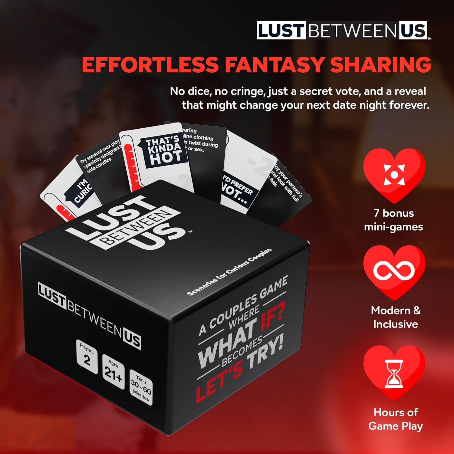 Lust Between Us - Couples Game for Adults - 256 Inclusive Conversation Cards with a Secret Voting Twist for Memorable Date Nights and Valentine's Day to Spice Relationships Up - Image 4