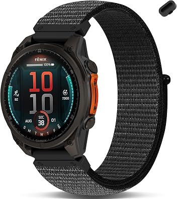 أحزمة ساعة سريعة التركيب من النايلون متوافقة مع Garmin Fenix 8 43mm/7S Pro/7S/6S Pro/6S/5S/5S plus، حزام رياضي خفيف الوزن ناعم قابل للتعديل بخطاف وحلقة لملحق Approach S70 42mm مقاس 20 مم