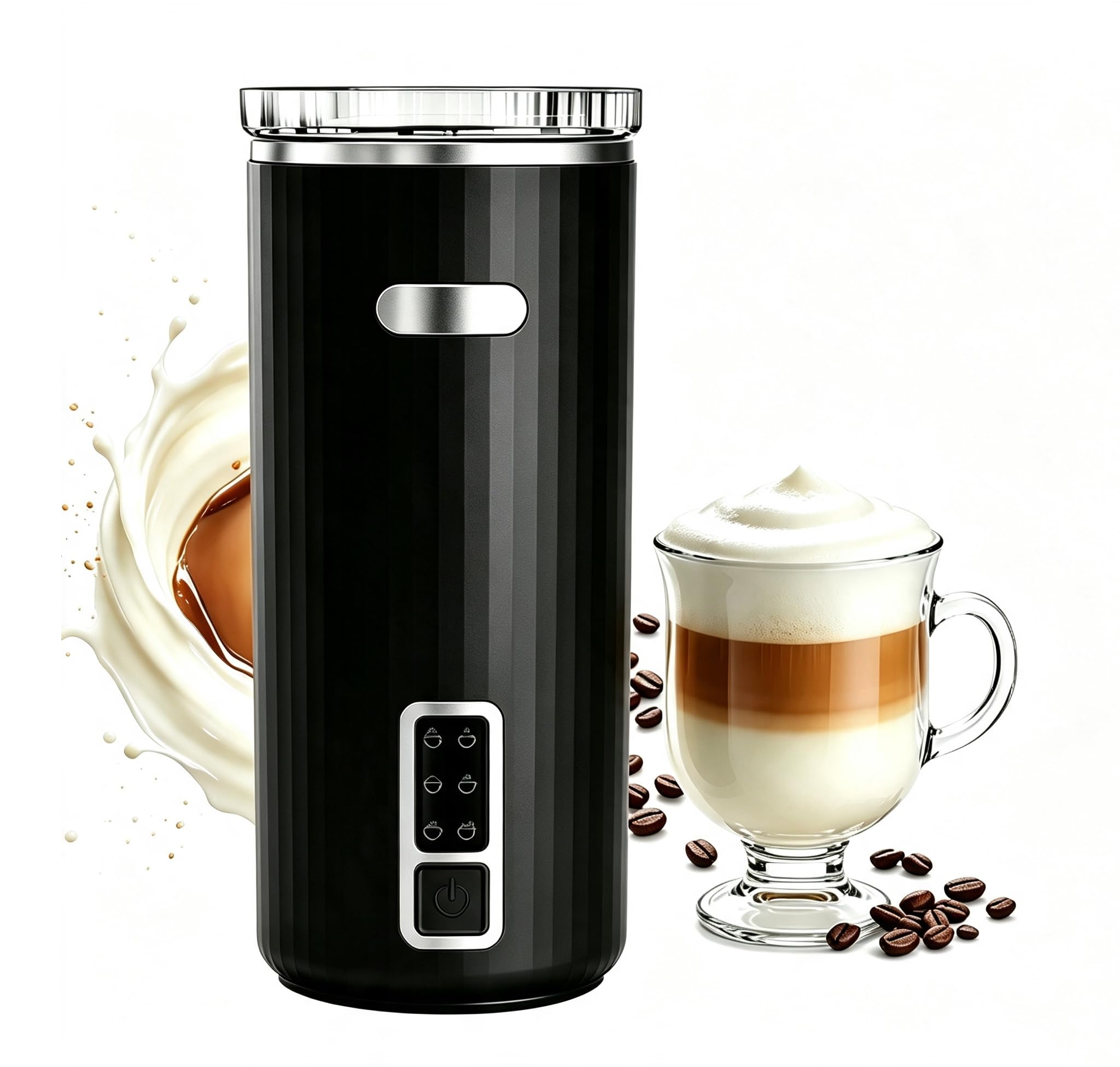 VIOWEY Espumador de leche eléctrico 6 en 1 – Espumador de leche automático de 250 ml, gran capacidad, apagado automático, funcionamiento silencioso, adecuado para espuma de leche caliente y fría