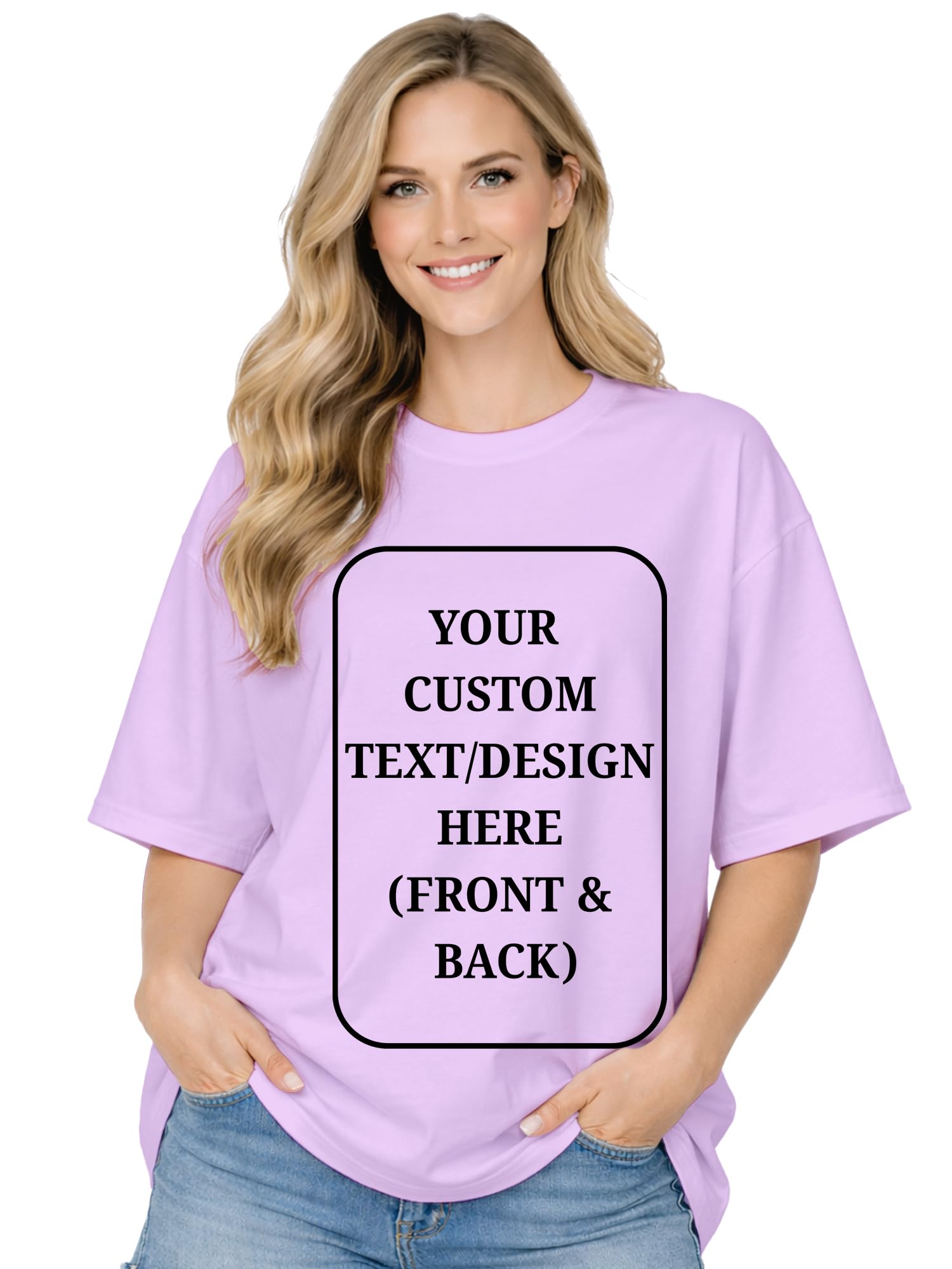 Women’s Oversized Customised T-Shirt | Personalized Printed Tee for Girls | Pure Cotton Round Neck Half Sleeve | Custom Photo Name & Text-image-46