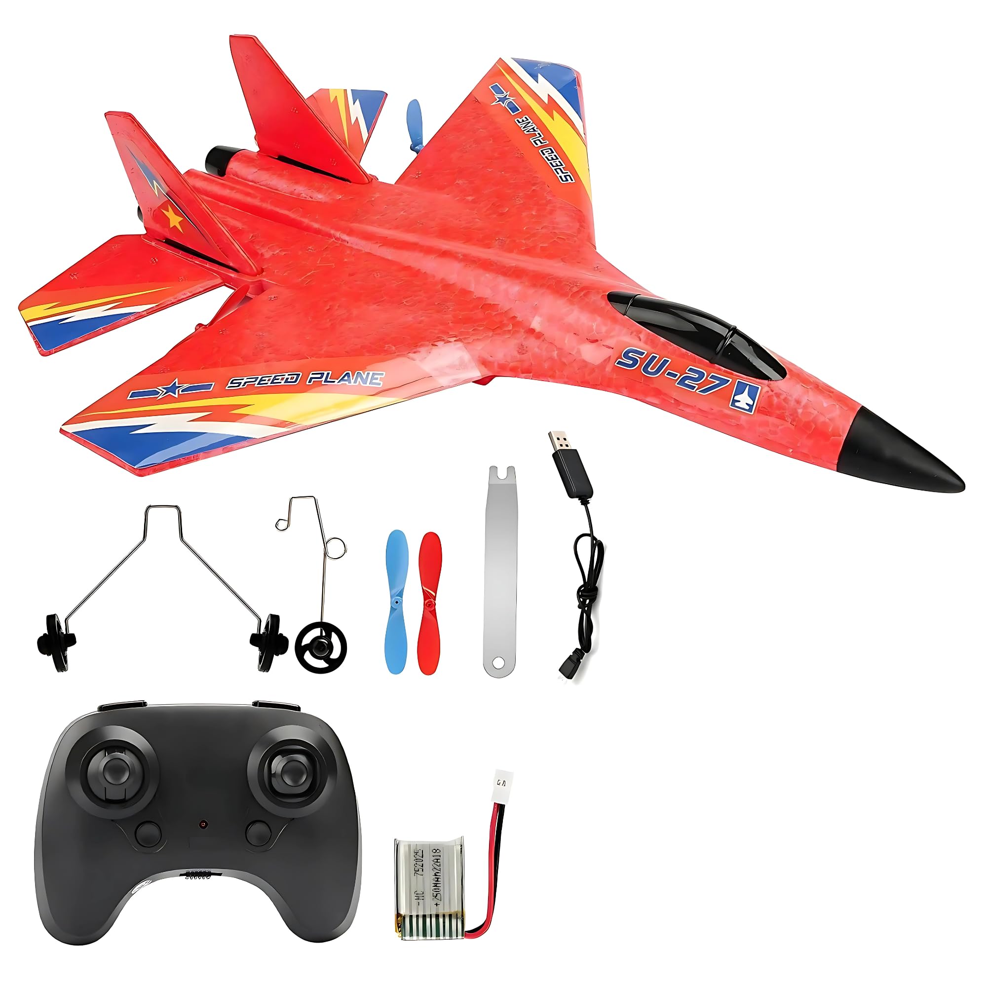Crackles Foam Jet Fighter Stunt Gliding RC Airplane with Smart Gyroscope System & Flashing Lights, for Beginners Aircraft Fighter, 2.4GHZ RC Aeroplane Toys for Boys and Girls- Random Color-image-39