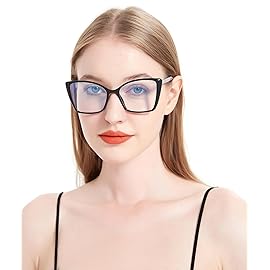 JFXQDR Blue Light Blocking Glasses for Women, Oversized Trendy Cat Eye Computer Gaming Glasses Anti Glare & UV Glare RF6204 (Black Cateye Frame)