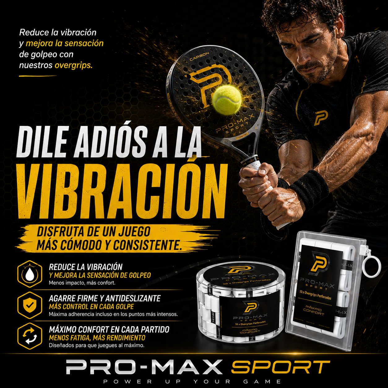 Padel Overgrips Extra Adherente Perforados Blanco Alta Absorción Sudor Antideslizante Grip Pack 4-50