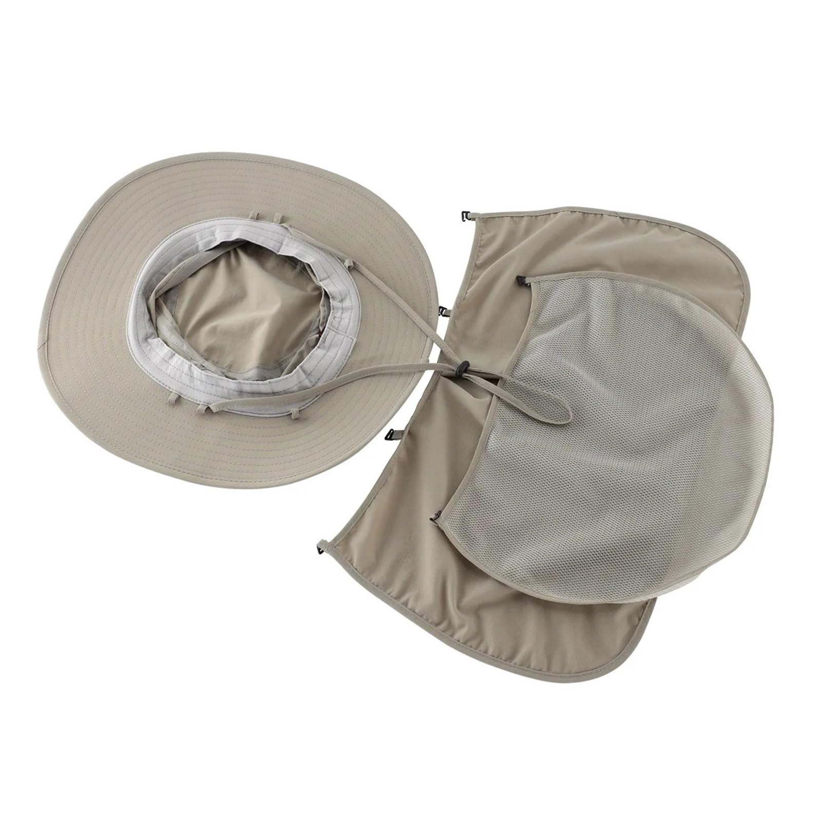 Sonnenschutzhut for Herren Und Damen, UPF50+, Breite Krempe, Leicht, Abnehmbar, Fischerhut Mit Nackenklappe, Gesichtsschutz for Den Außenbereich