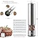 Electric Salt and Pepper Grinder Set - Stainless Steel Battery Operated Salt & Pepper Mills with Light (Pack of 2) - Automatic One Handed Operation Adjustable Ceramic Grinders