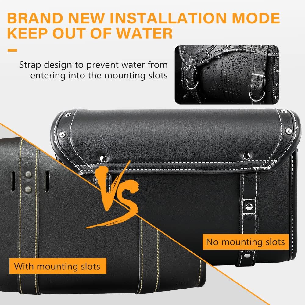 NICECNC Vintage Motorcycle Front Fork Bag, Universal Motorcycle Handlebar Bag, Waterproof, Black, 1.5L, Universal Fit