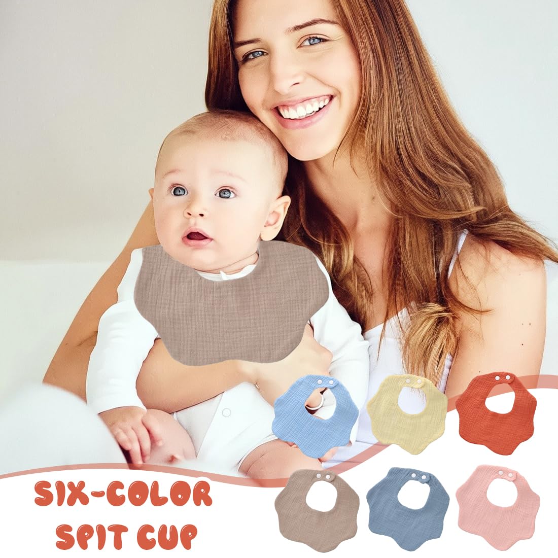 6 Piezas Baberos Recien Nacido, Baberos Bebe, Bandanas Bebe, Algodón, Impermeables, Tela para Bebé Niña y Niño