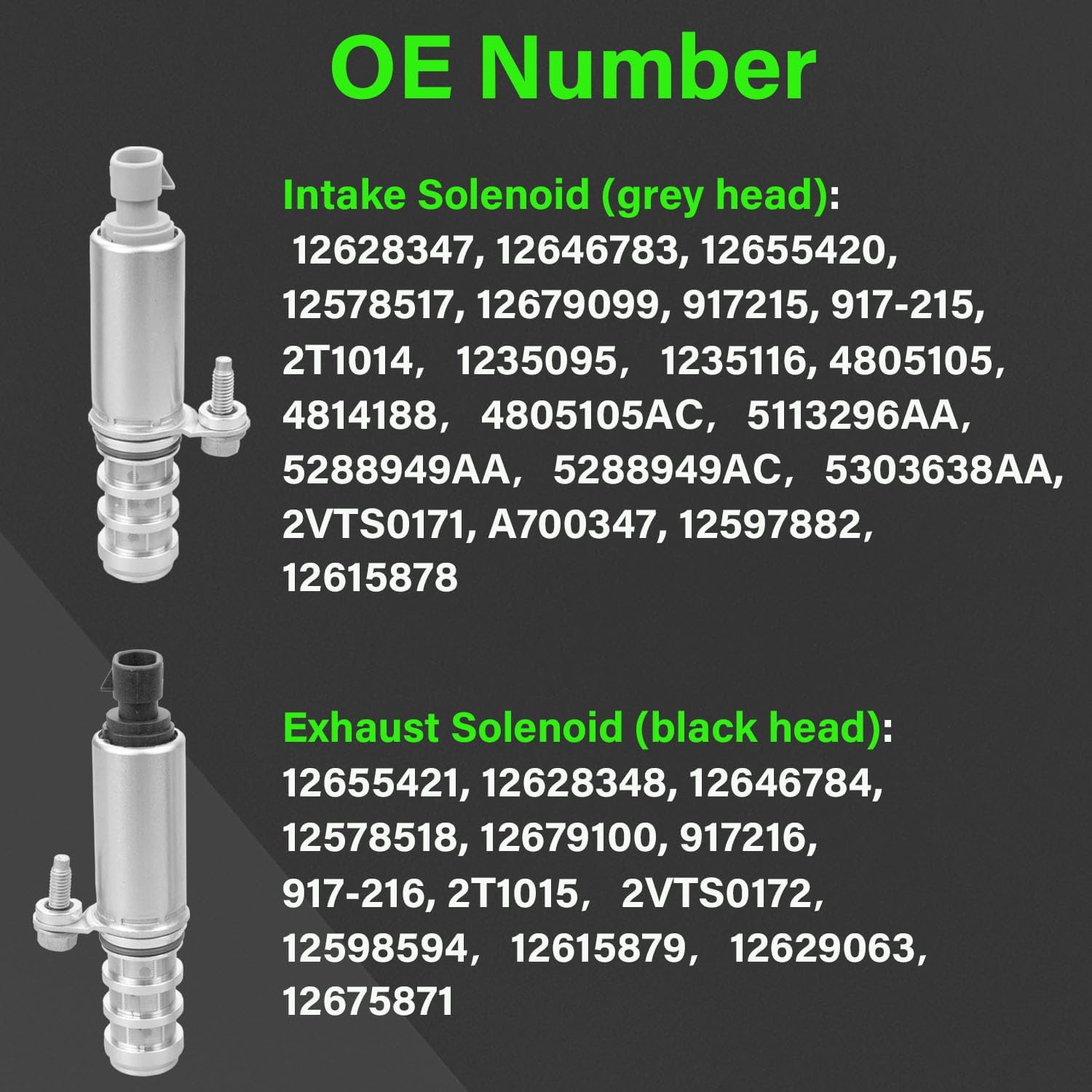 2PCS Engine VVT Intake and Exhaust Camshaft Variable Timing Solenoid Valve Kit Compatible with 2010-2017 Equinox 2.4L, Replaces OE# 12655421 12655420