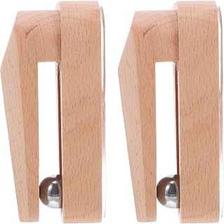 POPETPOP 2pcs Wooden Gravity Clip Wall Hooks for Blankets and Towels | No-drill Mounting, Steel Ball Hold, Khaki Finish, Home Decor Use for Bathroom, Tapestry, Space-saving