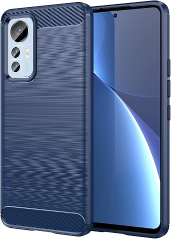 Case Compatible with Xiaomi Mi 12 Lite 5G 2022 - Carbon Fiber Texture Design - Anti-Scratch Shock Absorption - Blue