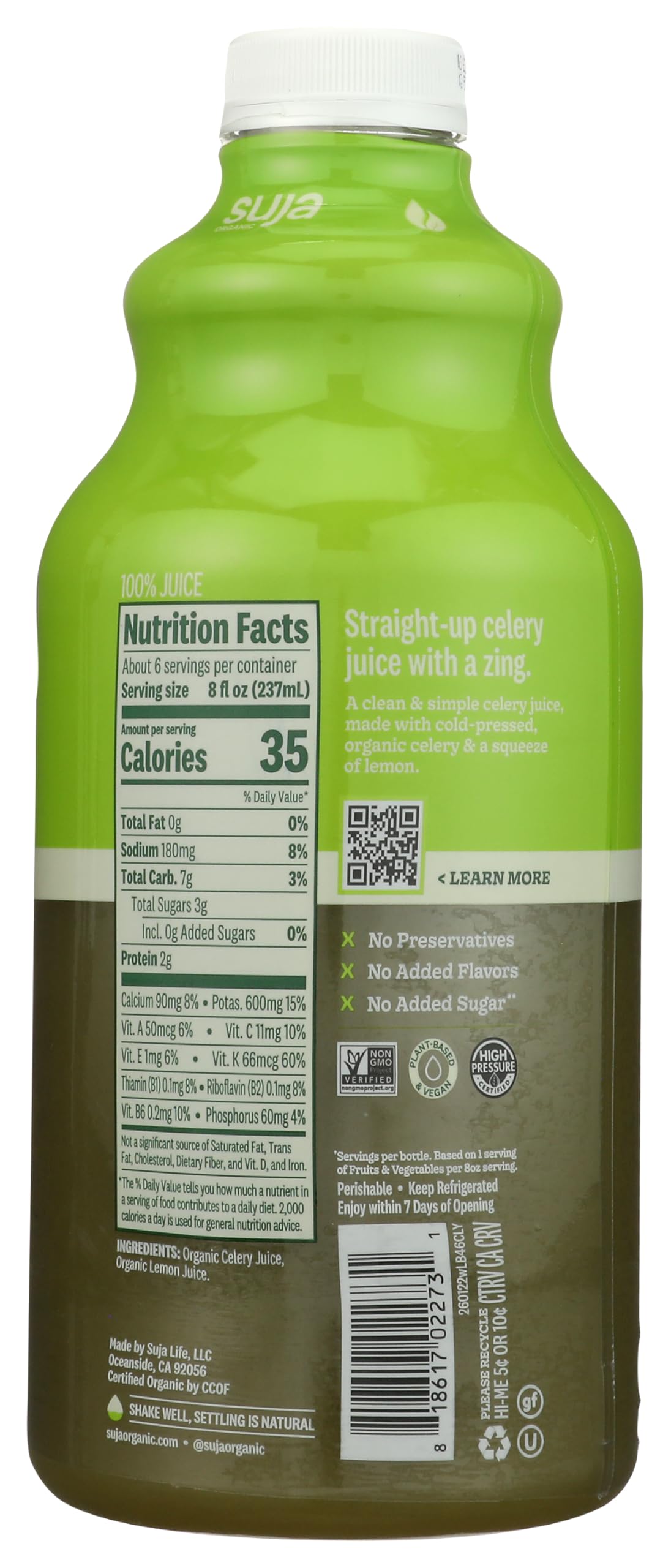 Amazon.com: Suja, Juice Celery Organic, 46 Ounce : Grocery