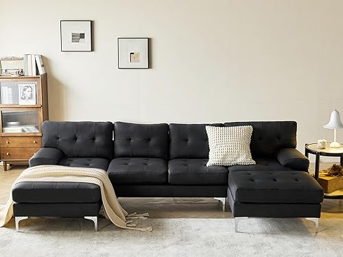 Wimarsbon Sofá en forma de U de 106 pulgadas con diván doble, moderno juego de sofá modular tapizado de 4 asientos para sala de estar, dormitorio,